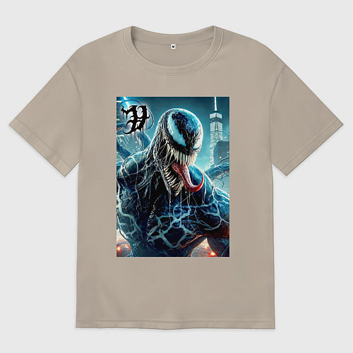 Мужская футболка оверсайз Venom in New York city - ai art fantasy / Миндальный – фото 1
