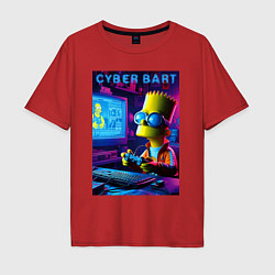 Футболка оверсайз мужская Cyber Bart is an avid gamer, цвет: красный