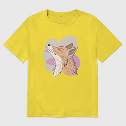 Футболка оверсайз мужская Лиса с улыбающимся выражением морды, цвет: желтый
