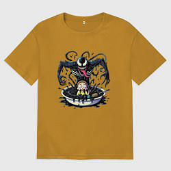 Футболка оверсайз мужская Morty and Venom slime - ai art fantasy, цвет: горчичный