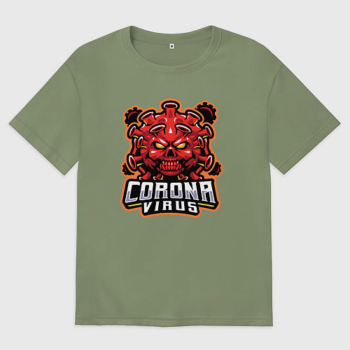 Мужская футболка оверсайз Страшный коронавирус / Авокадо – фото 1