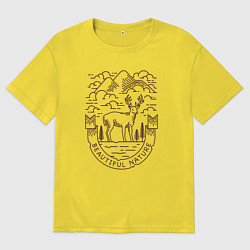 Футболка оверсайз мужская Дикий и свободный олень, цвет: желтый