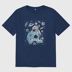 Футболка оверсайз мужская Скелет в космосе, цвет: тёмно-синий