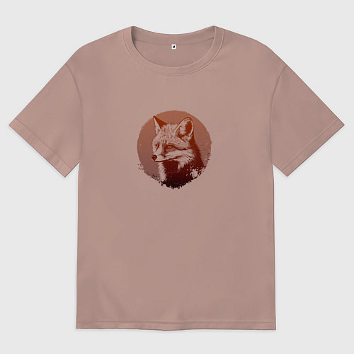 Мужская футболка оверсайз Самоуверенный лис / Пыльно-розовый – фото 1