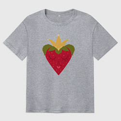 Футболка оверсайз мужская Сердечко-клубника, цвет: меланж
