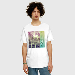 Футболка оверсайз мужская Крымский лес японскими иероглифами, цвет: белый — фото 2