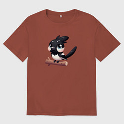 Мужская футболка оверсайз Милая сорока на ветке