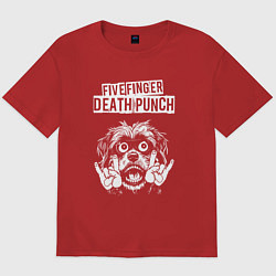 Футболка оверсайз мужская Five Finger Death Punch rock dog, цвет: красный