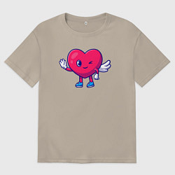 Мужская футболка оверсайз Сердечный приветик