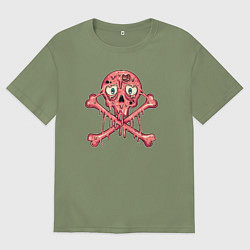 Мужская футболка оверсайз Розовый черепок