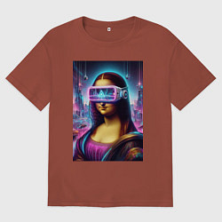 Мужская футболка оверсайз Джоконда в виртуальных очках - киберпанк