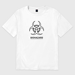 Мужская футболка оверсайз Biohazard черно белый