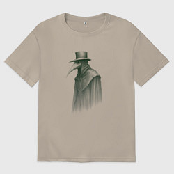 Футболка оверсайз мужская Чумной доктор в зелёных тонах, цвет: миндальный