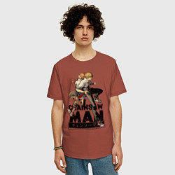 Футболка оверсайз мужская Denji and Power, цвет: кирпичный — фото 2