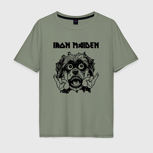 Мужская футболка оверсайз Iron Maiden - rock dog / Авокадо – фото 1