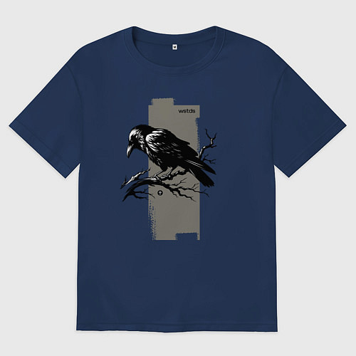 Мужская футболка оверсайз Grunge raven / Тёмно-синий – фото 1