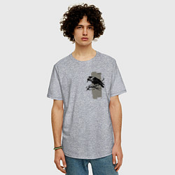 Футболка оверсайз мужская Grunge crow, цвет: меланж — фото 2