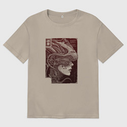 Мужская футболка оверсайз Андроид в кибернетическом шлеме