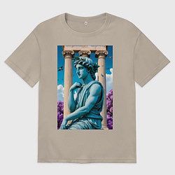 Мужская футболка оверсайз Античный персонаж на фоне колонн