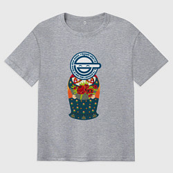 Мужская футболка оверсайз Матрёшка смеющийся человек