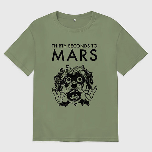 Мужская футболка оверсайз Thirty Seconds to Mars - rock dog / Авокадо – фото 1