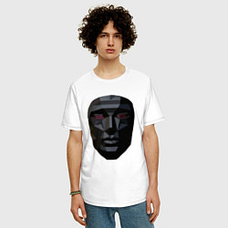 Футболка оверсайз мужская Маска босса, цвет: белый — фото 2