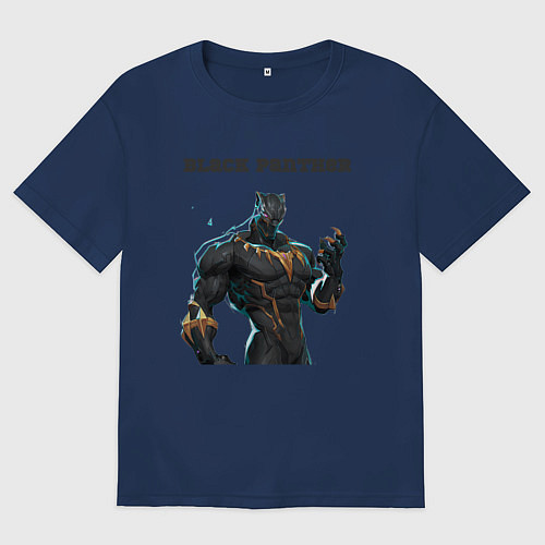 Мужская футболка оверсайз Black Panther marvel rivals / Тёмно-синий – фото 1