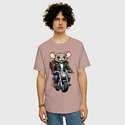 Футболка оверсайз мужская Biker mice, цвет: пыльно-розовый — фото 2