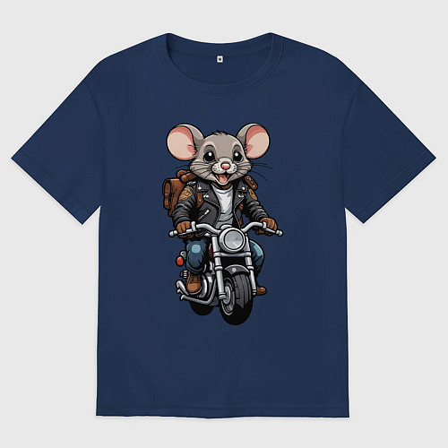 Мужская футболка оверсайз Biker mice / Тёмно-синий – фото 1
