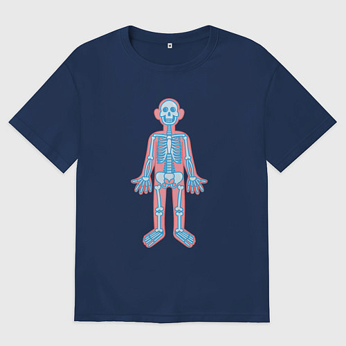 Мужская футболка оверсайз Скелетик / Тёмно-синий – фото 1