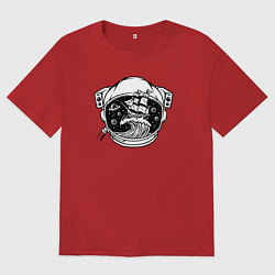 Мужская футболка оверсайз Кораблик в скафандре