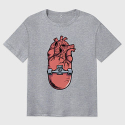 Мужская футболка оверсайз Скейт в сердце