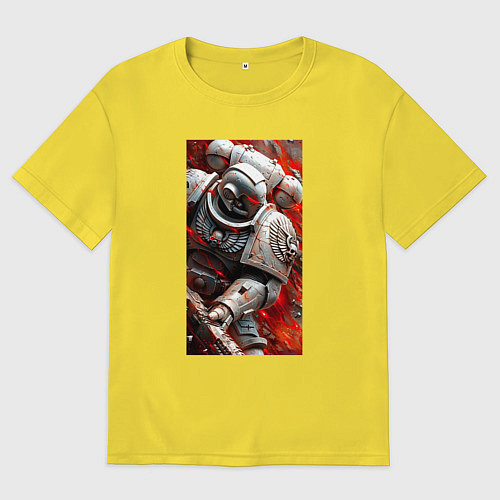 Мужская футболка оверсайз Космодесантник в белом костюме / Желтый – фото 1