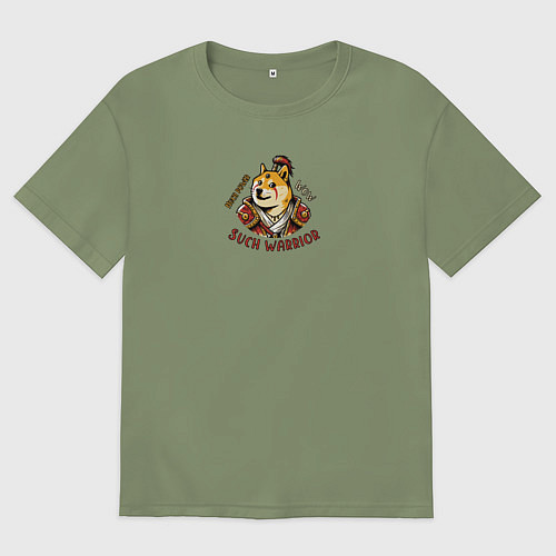 Мужская футболка оверсайз Сиба ину воин варвар / Авокадо – фото 1