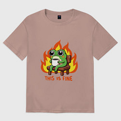 Футболка оверсайз мужская Frog - this is fine, цвет: пыльно-розовый