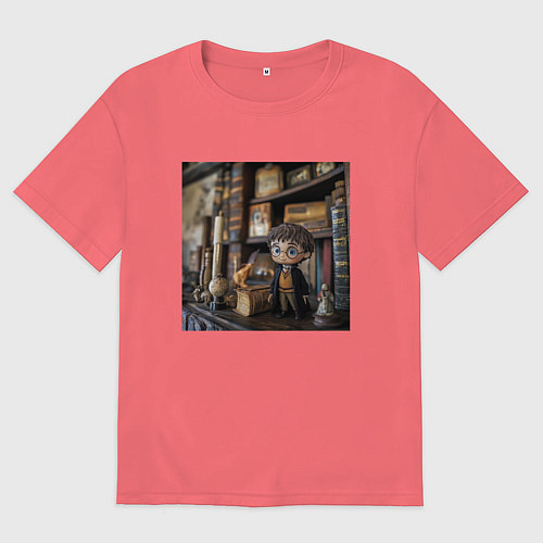 Мужская футболка оверсайз Гарри Поттер / Коралловый – фото 1