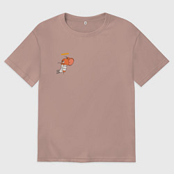 Футболка оверсайз мужская Джерри ангел мышка для пар, цвет: пыльно-розовый