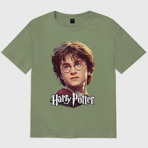 Мужская футболка оверсайз Harry Potter wizard / Авокадо – фото 1