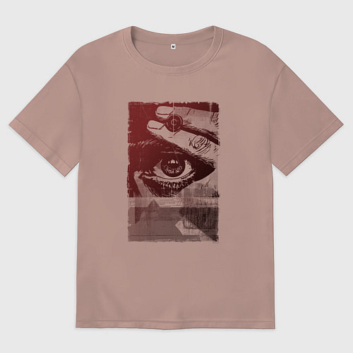 Мужская футболка оверсайз Глаз с пальцами / Пыльно-розовый – фото 1
