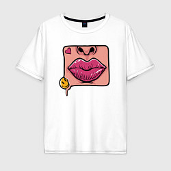 Футболка оверсайз мужская Smile and lips, цвет: белый