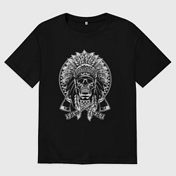 Футболка оверсайз мужская Indian skeletor, цвет: черный