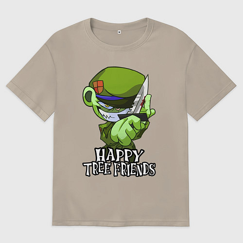 Мужская футболка оверсайз Happy three friends - Flippy / Миндальный – фото 1