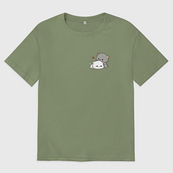 Мужская футболка оверсайз Милые котики обнимаются для пары