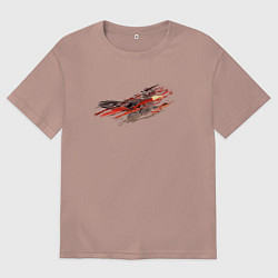 Мужская футболка оверсайз Орел в облаках - светлый