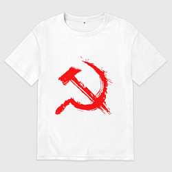 Мужская футболка оверсайз Sickle and hammer red paint