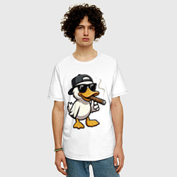 Футболка оверсайз мужская Smoking duck, цвет: белый — фото 2