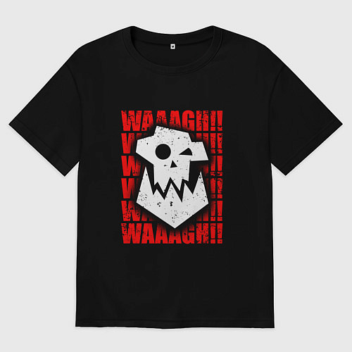 Мужская футболка оверсайз Waaagh warhammer - белый / Черный – фото 1