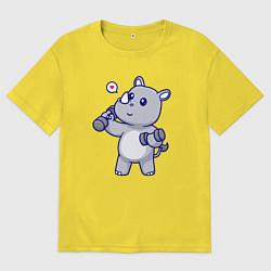 Мужская футболка оверсайз Фитнес носорог