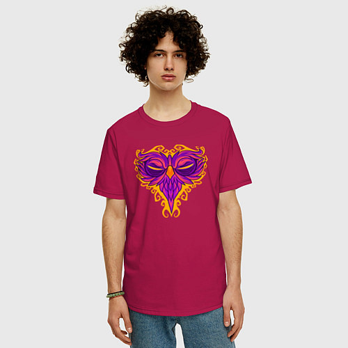 Мужская футболка оверсайз Violet owl / Маджента – фото 3