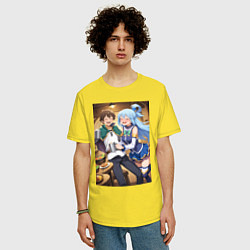 Футболка оверсайз мужская Кадзума и Аква веселые будни, цвет: желтый — фото 2